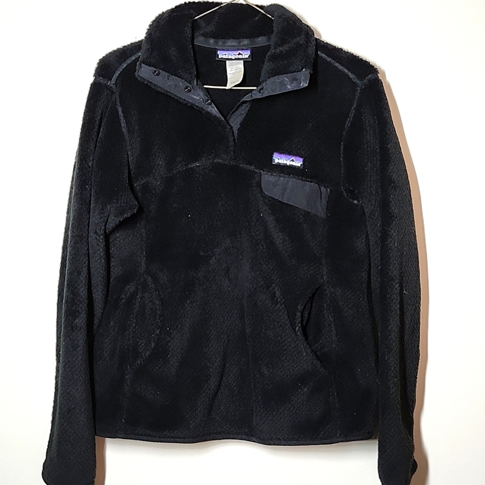 Patagonia Re-Tool Half-Snap Pullover, Fleece Black Womens Small